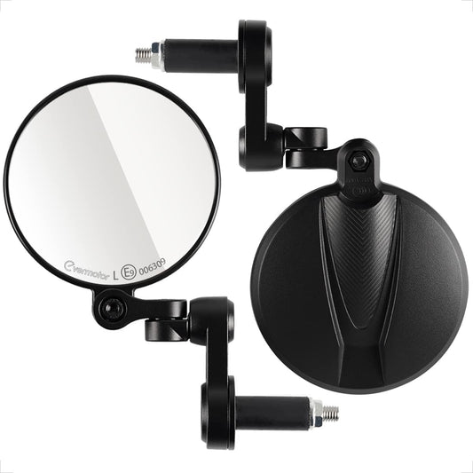 Evermotor E9 Geprüfter Motorradspiegel, 360° & 180° Drehbar, Aluminium, Rund