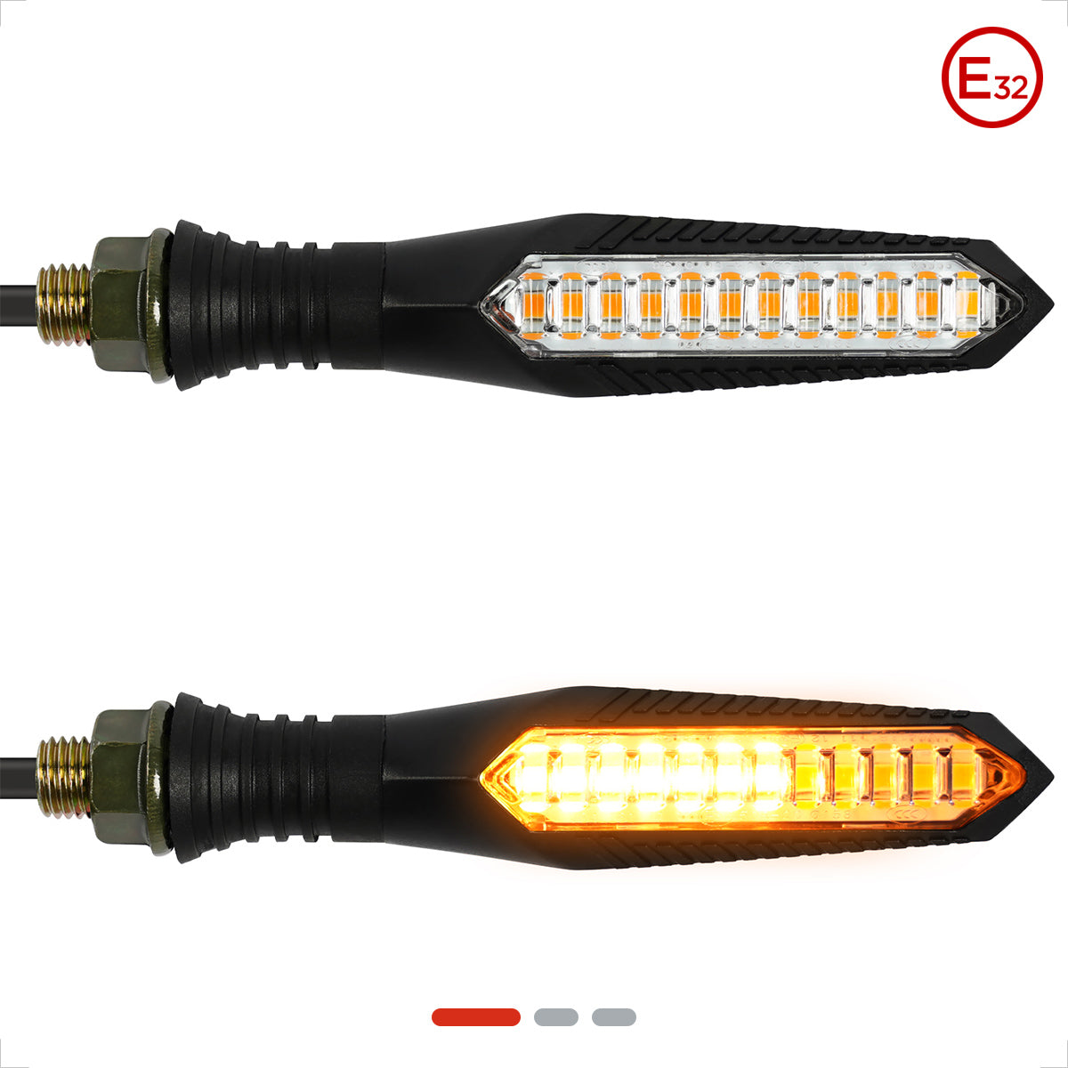 evermotor Lauflicht Blinker Motorrad LED 12V, 2 Stück Hohe Helligkeit Motorradblinker Laufeffekt, IP67 Wasserdicht, E-Geprüft, Kabellänge 300 mm