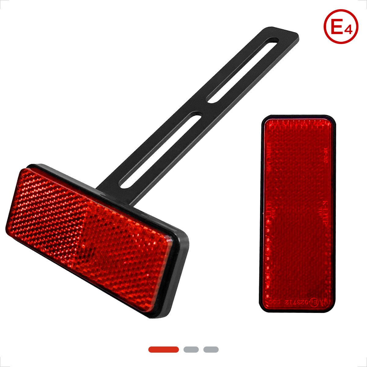 Evermotor E4 Standard Rechteck-Reflektor + T-förmige Halterung rot