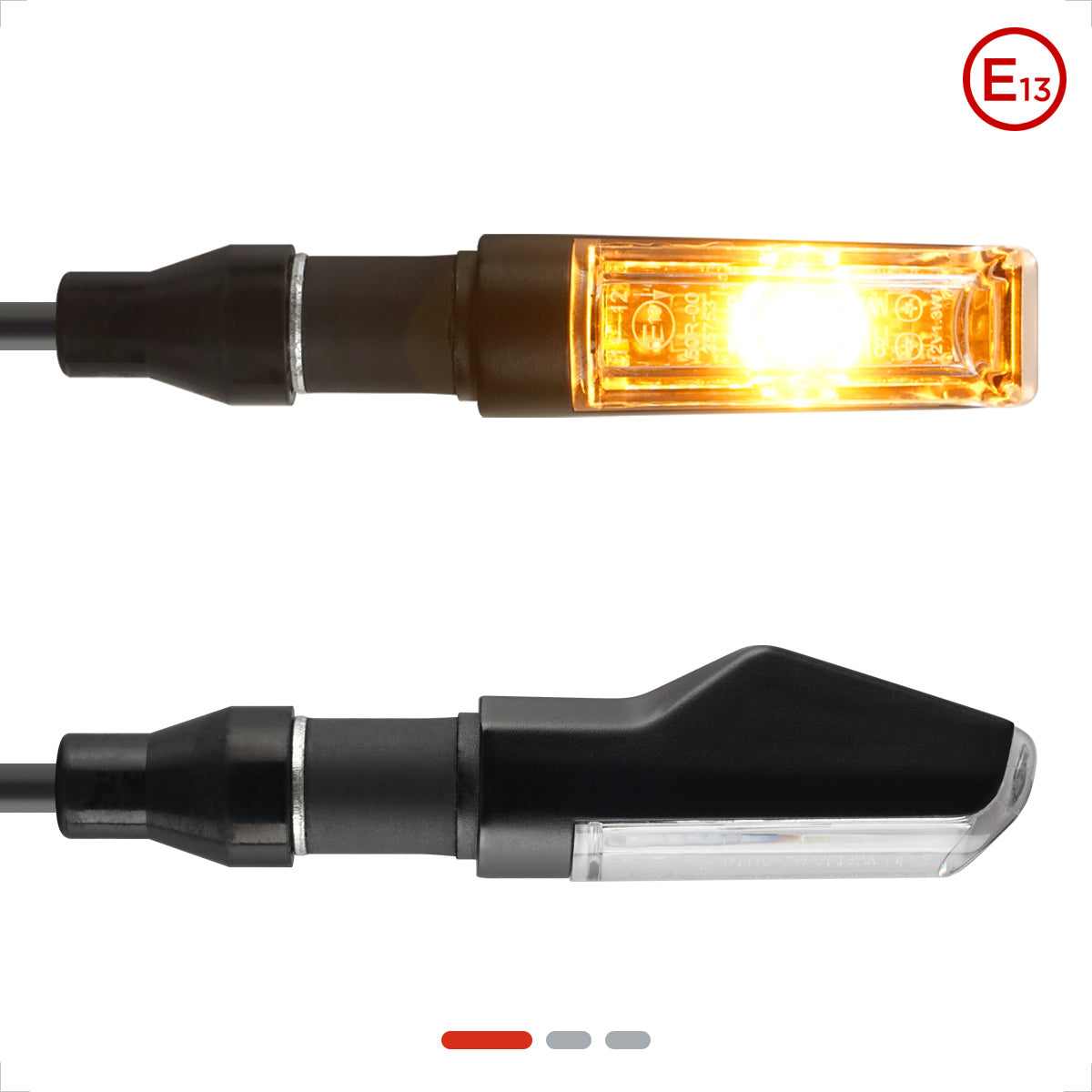 evermotor E13 LED Motorrad Blinker: Wasserdicht, hochwertige Aluminiumschale.
