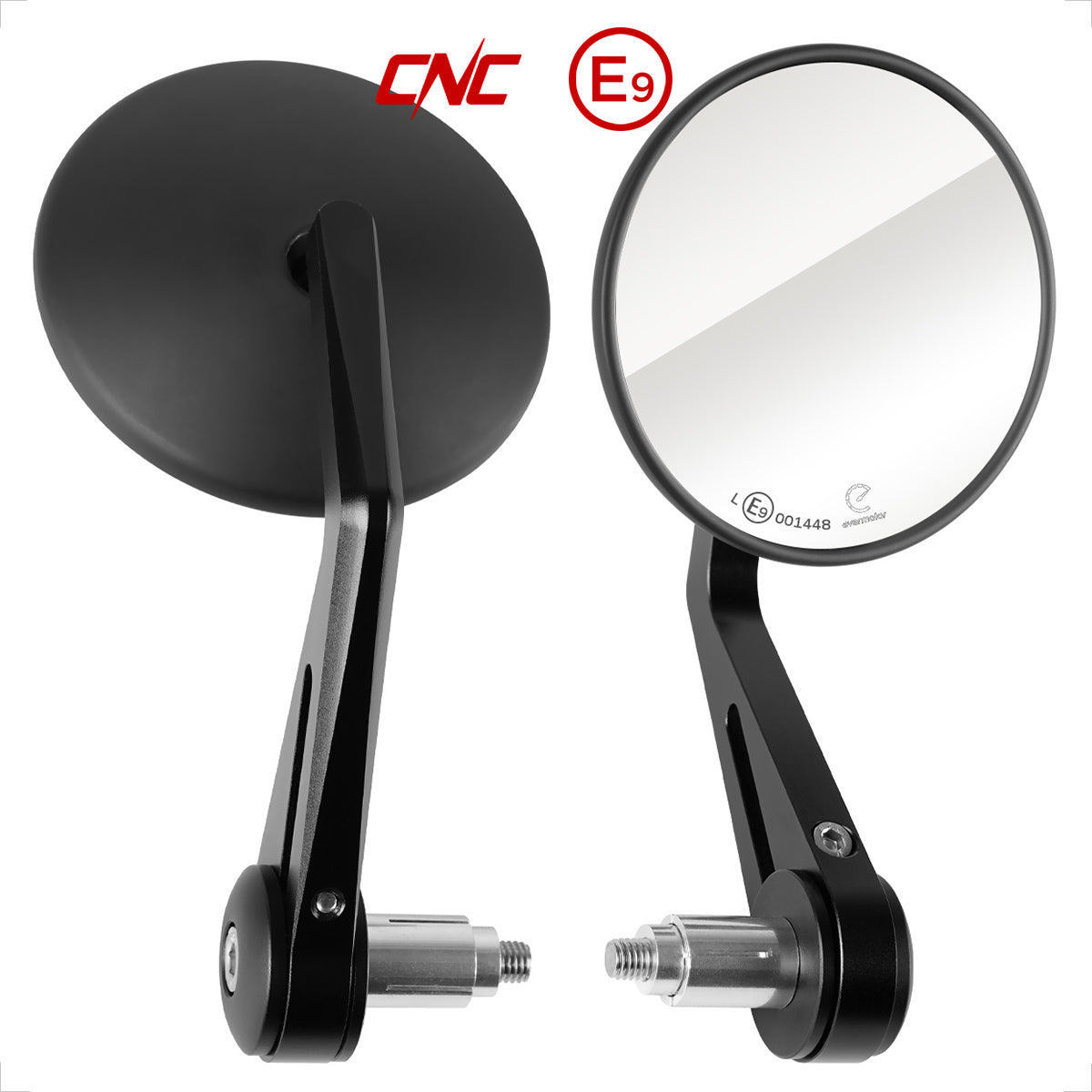 Evermotor Lenkerendenspiegel Set, E-geprüft, Universal für Motorräder