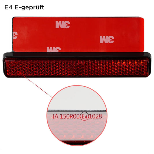 E4 Reflektor Motorrad hinten 108mm, 2 Stück selbstklebend