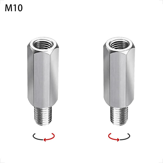 Evermotor Motorrad Spiegel Edelstahl Adapter M10 – 2 Stück Edelstahl Adapter mit Rechtsgewinde/Linksgewinde, Motorrad Motorroller Spiegel Adapter für Roller Rückspiegel Schrauben