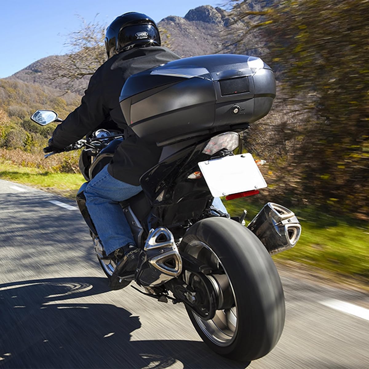 E4 Kennzeichen Reflektor rot mit Aluminiumplatte - Mini Reflektor für Motorrad