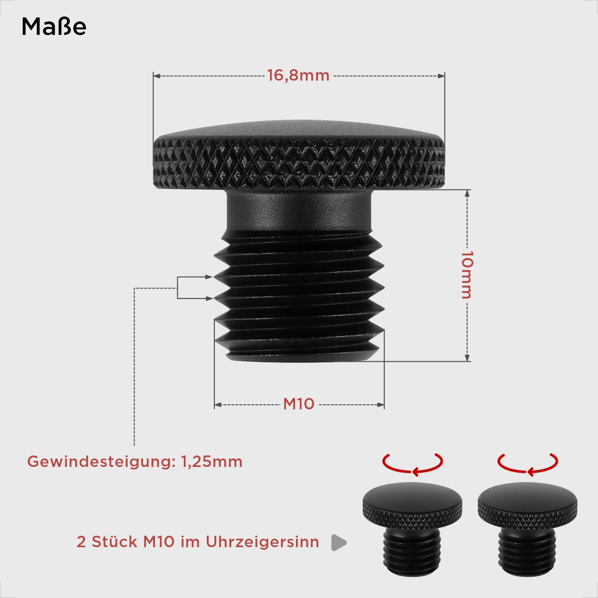Evermotor M8 M10 Aluminium Motorrad Spiegel Blindstopfen