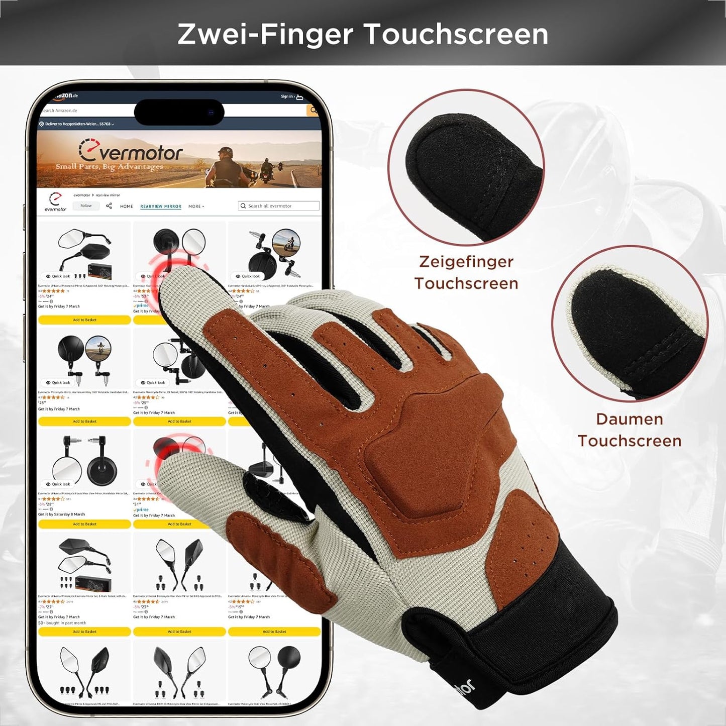 Evermotor Sommer Motorradhandschuhe – Professionelle Sport-Handschuhe für Motorrad, Motocross, Roller, Moped, Quad, ATV und Mountainbike