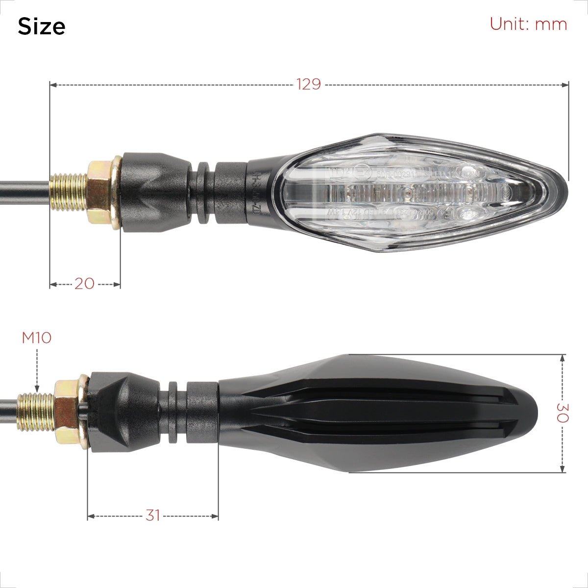 Evermotor E4 2 Stück Universal LED Motorrad Blinker & Relais - E-geprüft