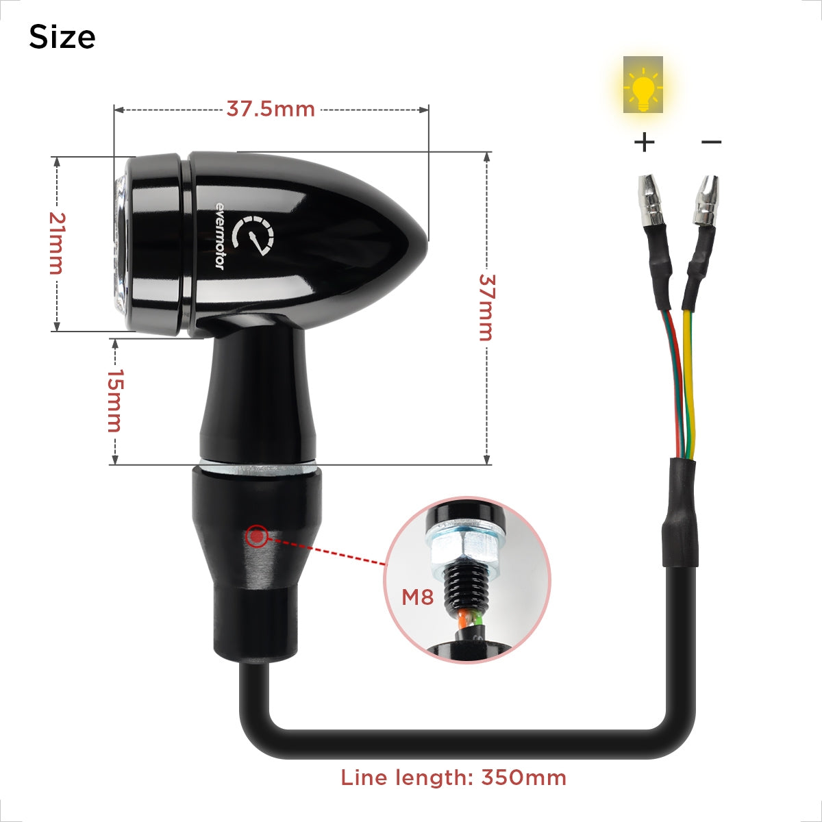 Evermotor LED Blinker Motorrad Mini Bullet - Amber Rot White