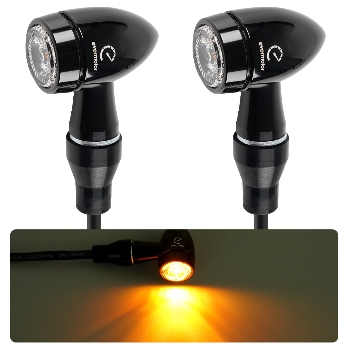 Evermotor LED Blinker Motorrad Mini Bullet - Amber Rot White