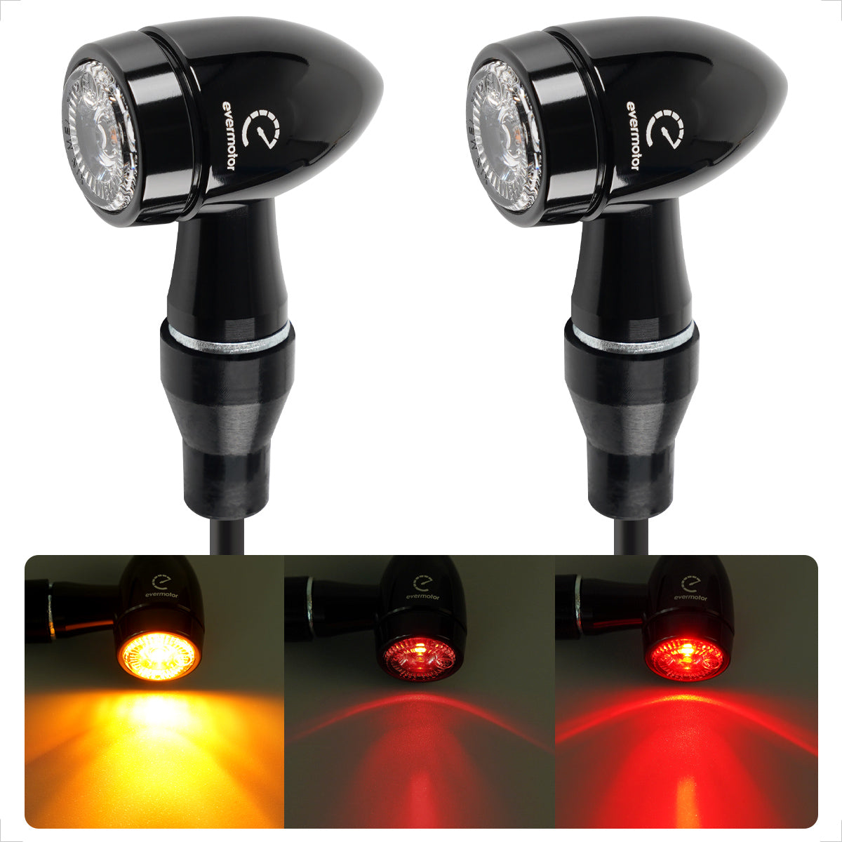 Evermotor LED Blinker Motorrad Mini Bullet - Amber Rot White