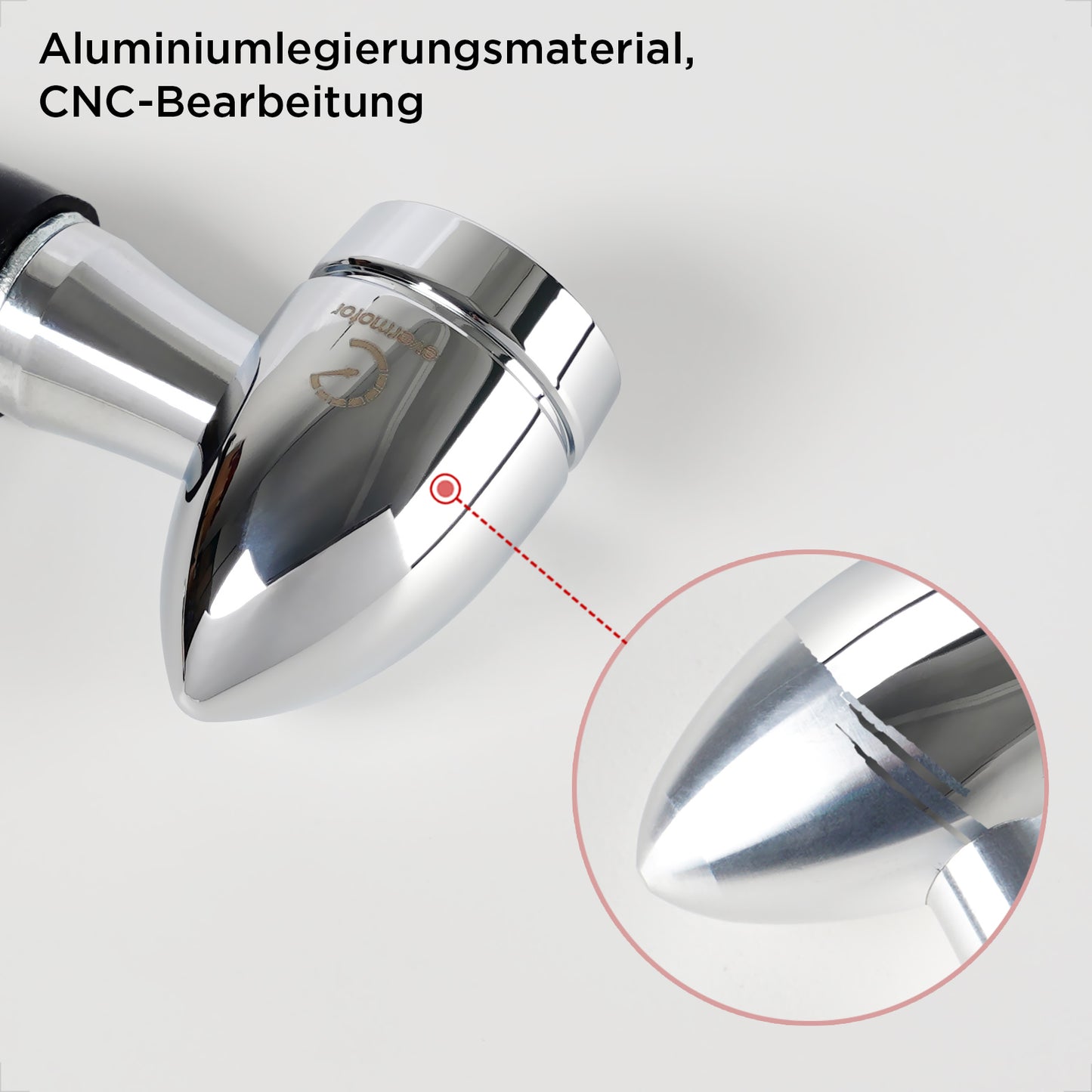 evermotor Chrom Motorrad Blinker LED Bullet, 2/4 Stück, E-geprüft E32, CNC-Aluminium, 12V – Varianten: Amber, Amber&Rot 3in1 (Blinker+Rücklicht+Bremslicht), Amber&Weiß 2in1