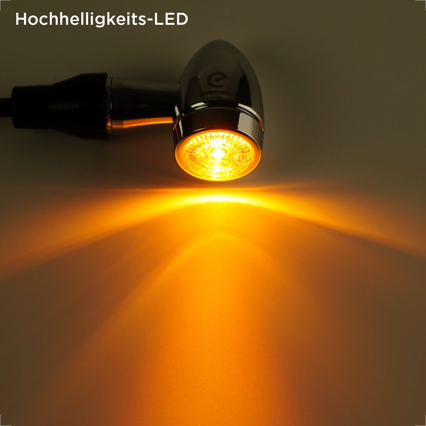 evermotor Chrom Motorrad Blinker LED Bullet, 2/4 Stück, E-geprüft E32, CNC-Aluminium, 12V – Varianten: Amber, Amber&Rot 3in1 (Blinker+Rücklicht+Bremslicht), Amber&Weiß 2in1