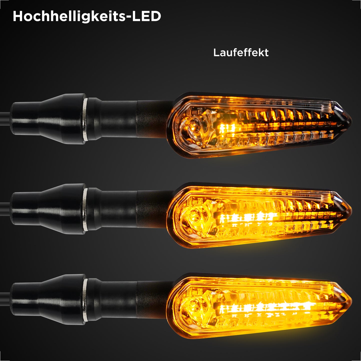 evermotor LED Blinker Motorrad e-geprüft, 12V, 2x bernsteinfarbenes Blinklicht & weißes Positionslicht + 2x bernsteinfarbenes Blinklicht & rotes Rücklicht, M8-Gewindebolzen