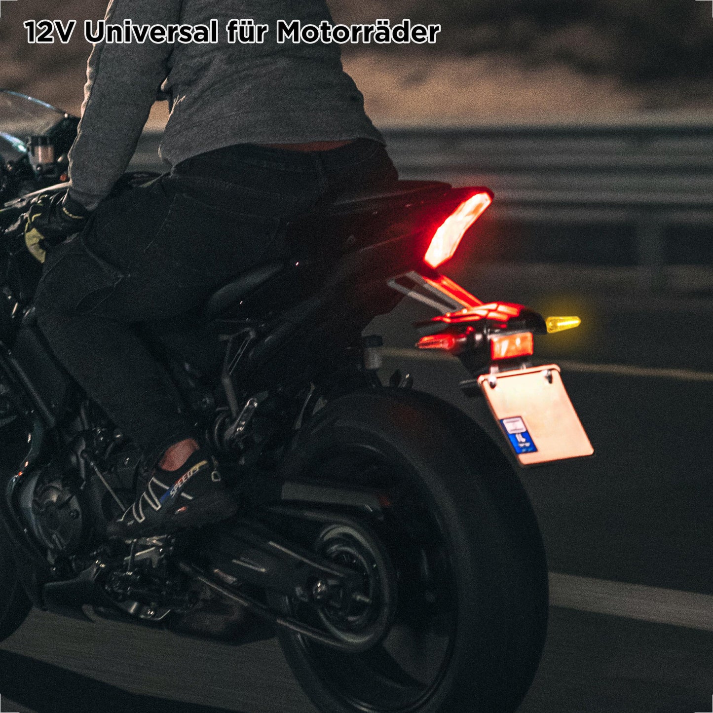 evermotor LED Blinker Motorrad e-geprüft, 12V, 2x bernsteinfarbenes Blinklicht & weißes Positionslicht + 2x bernsteinfarbenes Blinklicht & rotes Rücklicht, M8-Gewindebolzen
