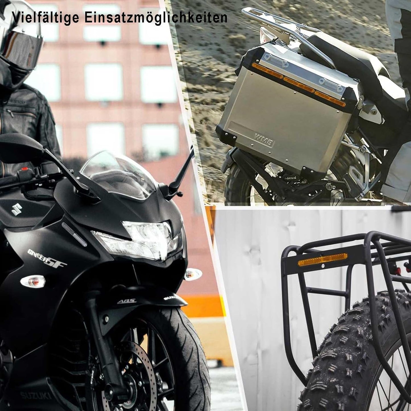 Evermotor 2 Stück Mini 100 X 13 X 7 mm Motorrad Fahrrad E4 Reflektor Gelb hinten Selbstklebend Rückstrahler Katzenauge Multifunktional Scooter e-geprüft