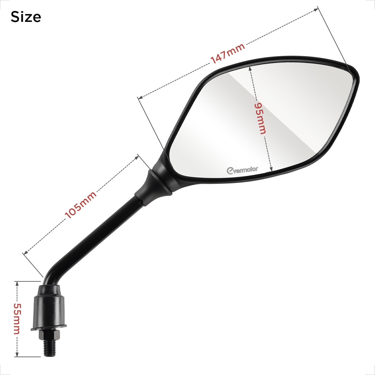 Evermotor Motorrad Spiegel Set - Stromlinienförmiges Design, für Quad Roller Moped ATV