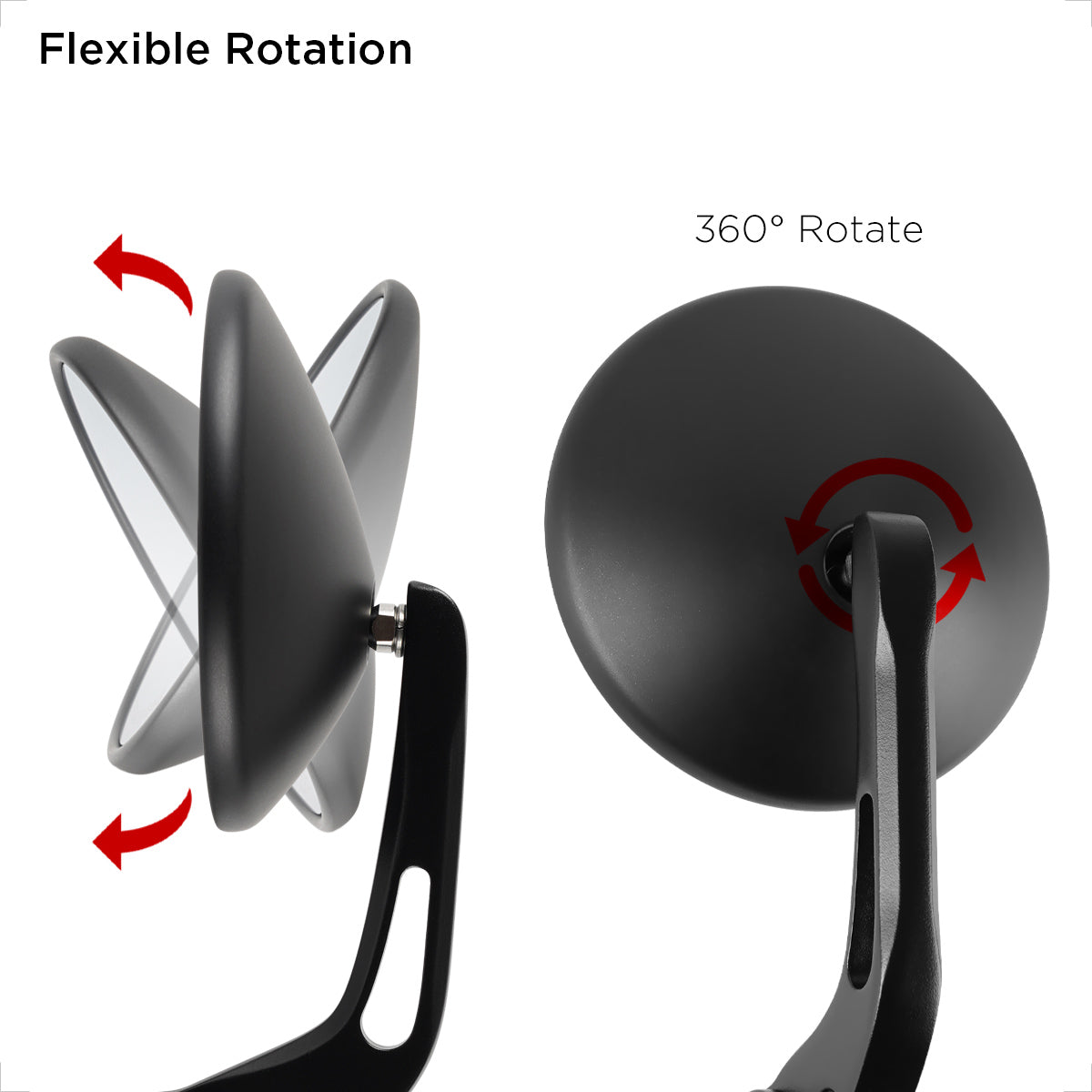 Evermotor Universal E9 Geprüfter Motorrad Rückspiegel, 360° Drehbar, Aluminium