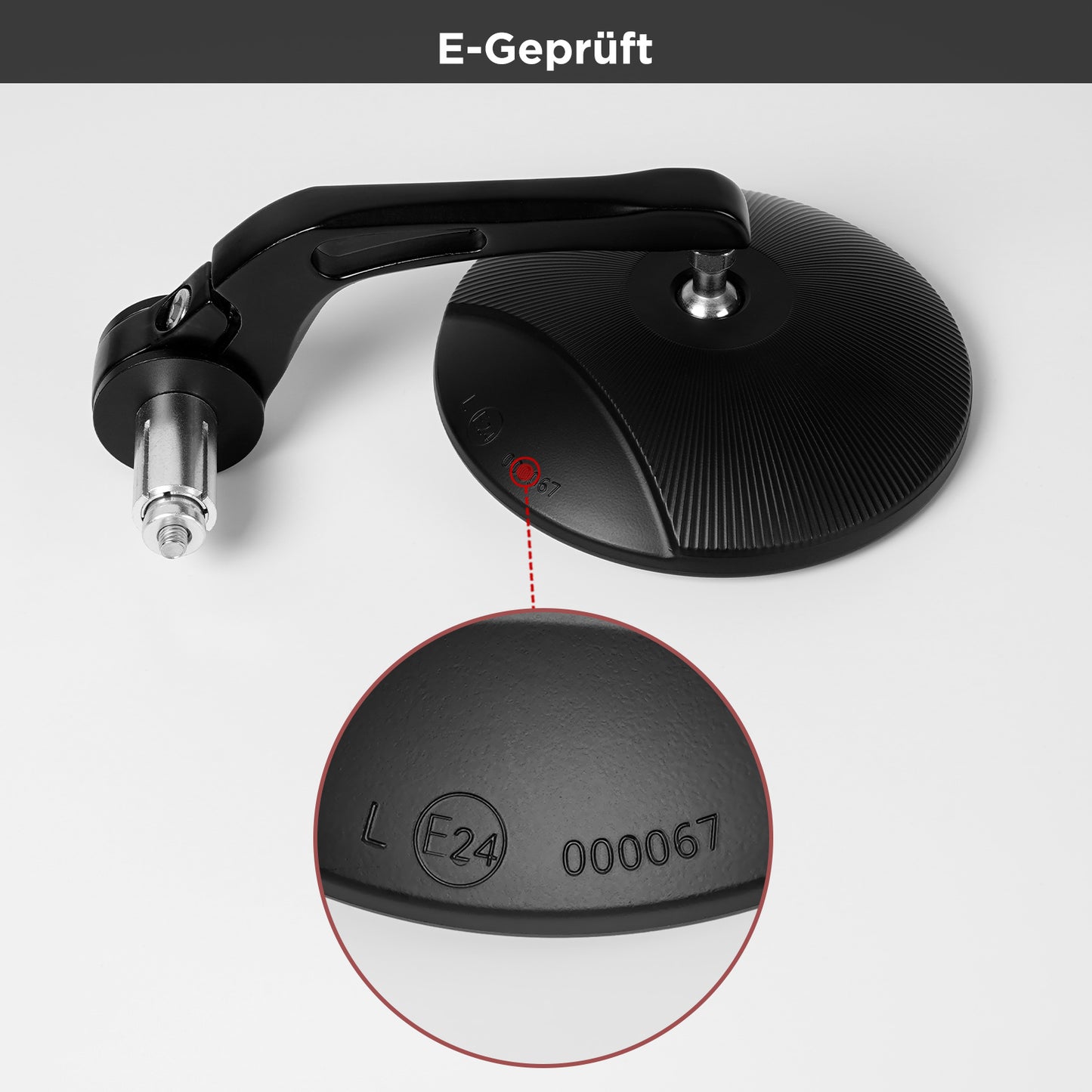 evermotor Lenkerendenspiegel E geprüft, 360° Motorrad Spiegel, 102mm Runde Lenkerendenspiegel, für Quad Roller ATV Moped Scooter, Schwarz, 2 Stück