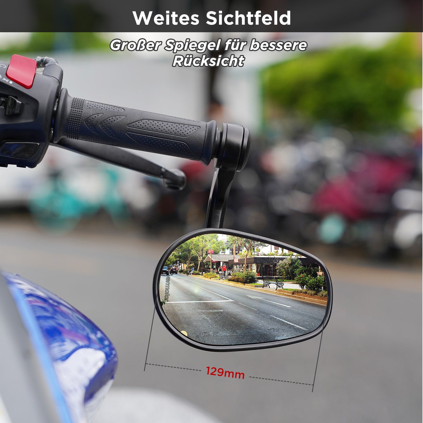 evermotor Universal Motorcycle Rear View Mirror, Handlebar End Mirror, E Approved, 360° Rotatable Motorcycle Mirror, for Quad Scooter, ATV Scooter, Pack of 2