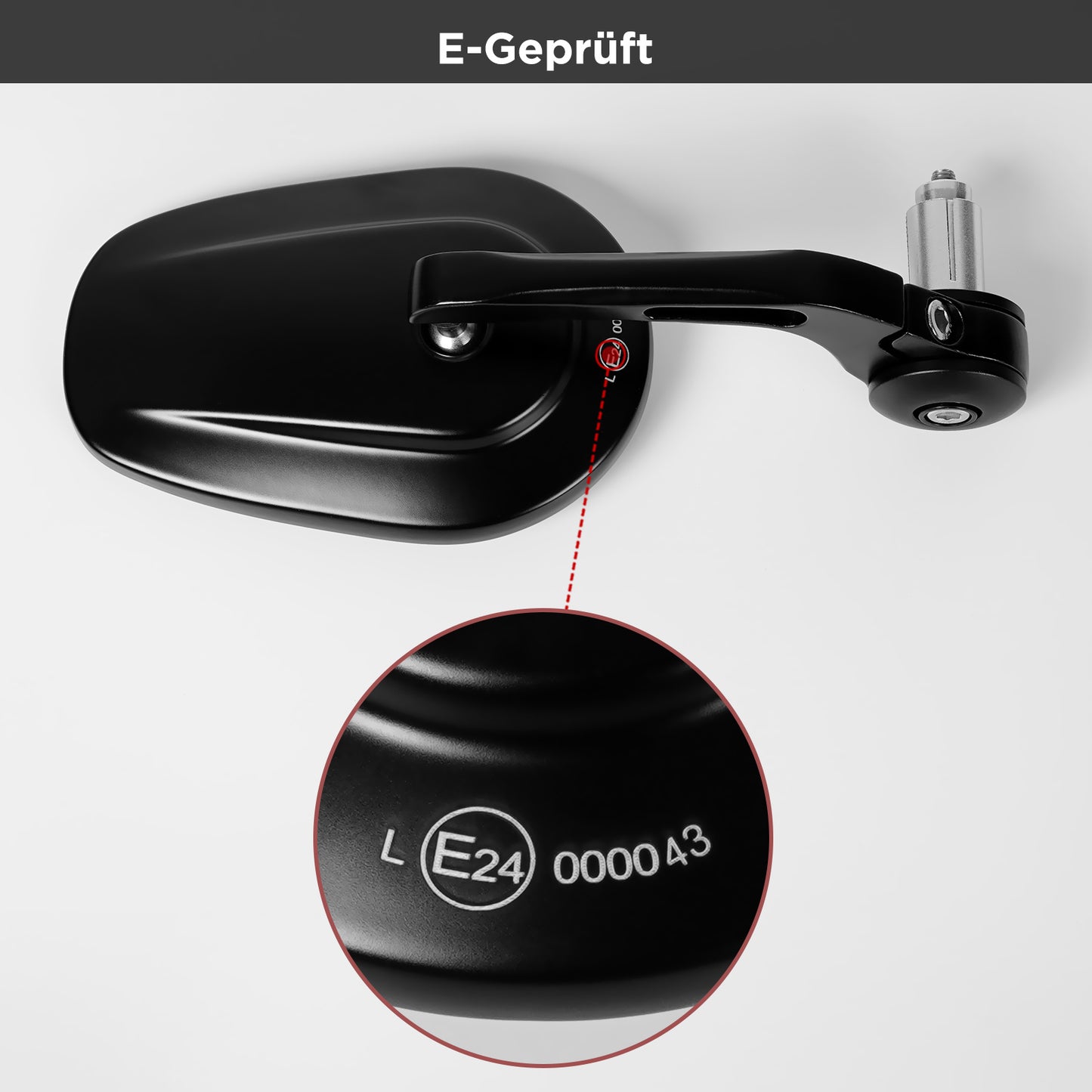 evermotor Universal Motorcycle Rear View Mirror, Handlebar End Mirror, E Approved, 360° Rotatable Motorcycle Mirror, for Quad Scooter, ATV Scooter, Pack of 2