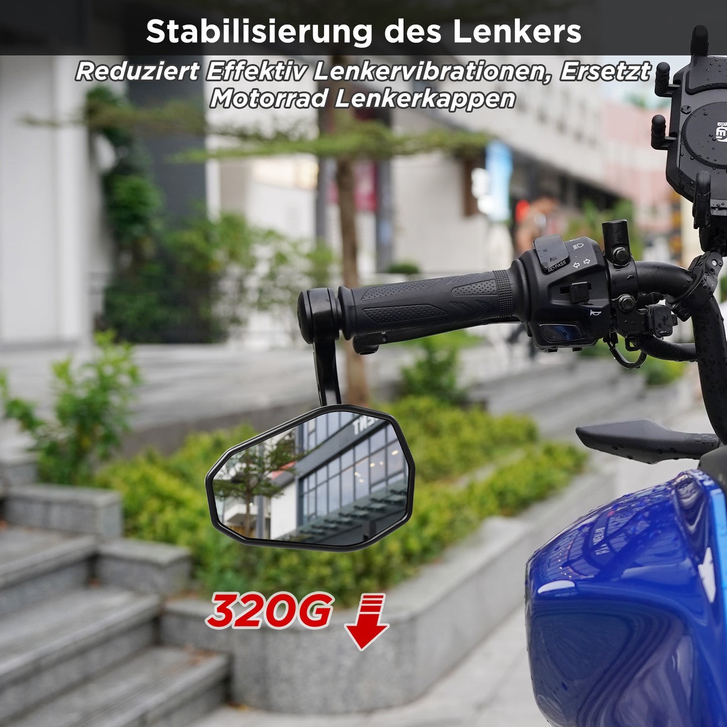 evermotor Universal Motorradspiegel, E24 Motorrad Rückspiegel, Lenkerendenspiegel, für Quad Roller ATV Moped Scooter, 2 Stück