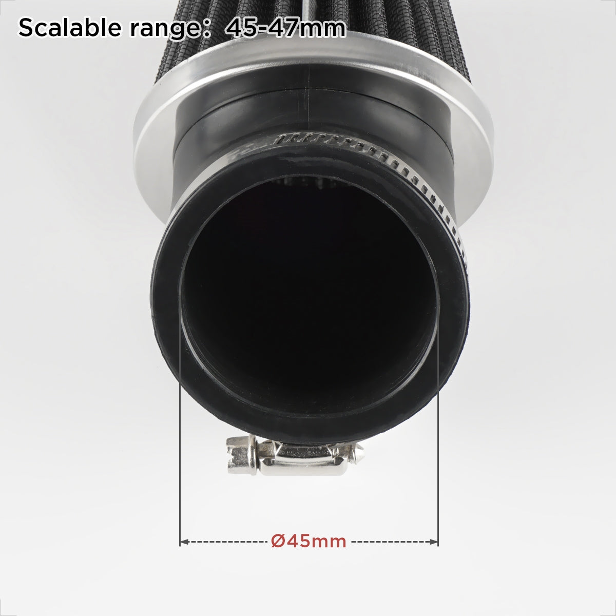 Evermotor Universal 45 Grad Biegung Doppelschicht Stahl Filter Luftfilter 34mm-50mm für Motorrad Scooter ATV Moped Schwarz