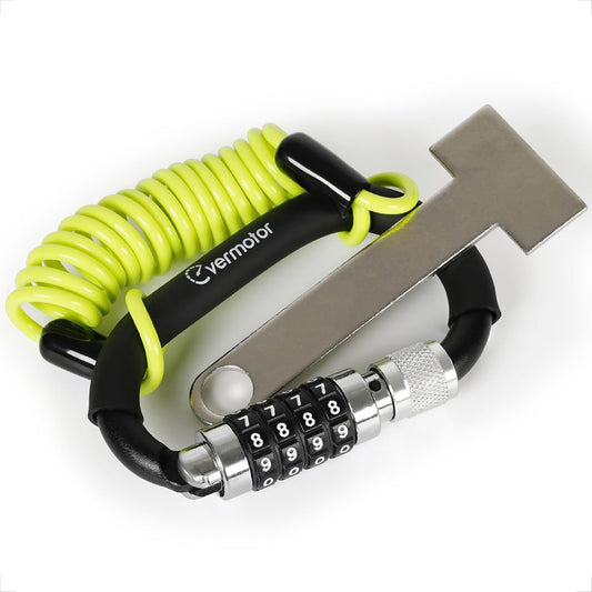 Helmschloss mit Zahlencode 4-stellig, flexibles Stahlkabel T-Adapter