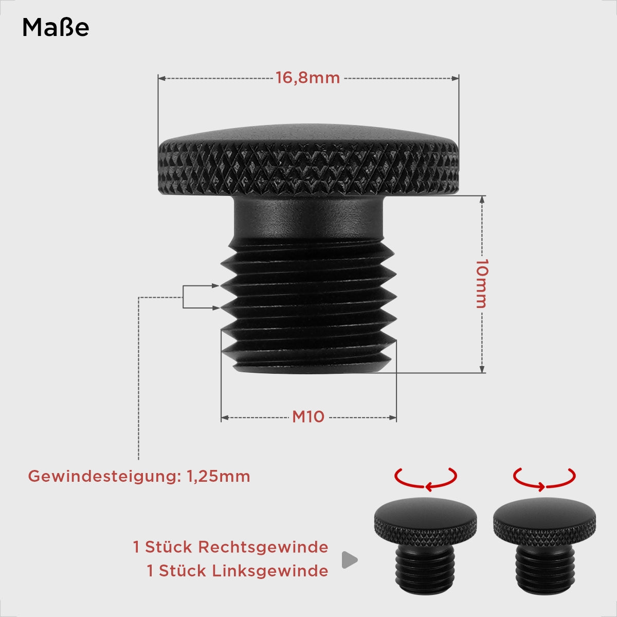 Evermotor M8 M10 Aluminium Motorrad Spiegel Blindstopfen