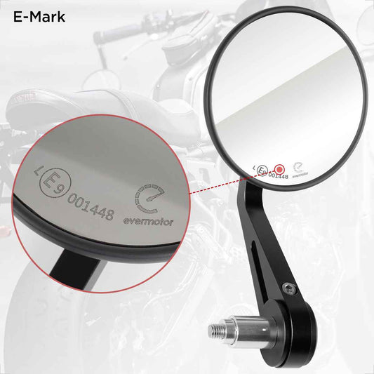 Lenkerendenspiegel E-geprüft für Motorrad - Universal 22mm CNC Aluminium Set