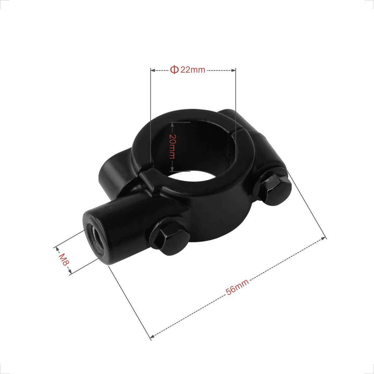 Evermotor Universal Motorrad Lenker Spiegelhalterung (Schwarz)