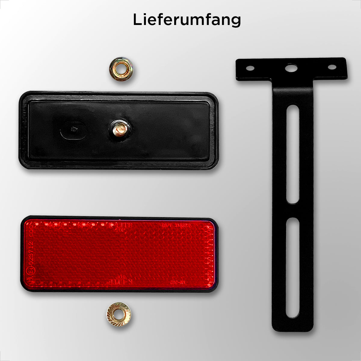 Evermotor E4 Standard Rechteck-Reflektor + T-förmige Halterung rot
