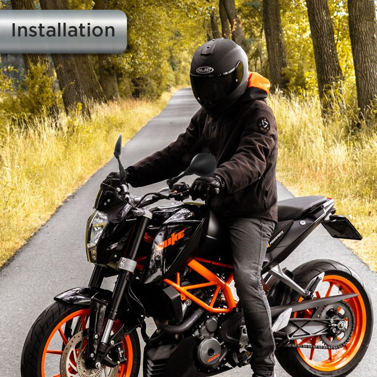 Evermotor 10mm E-geprüfte Motorrad Seitenspiegel - ideal für Motorräder, Roller, Mopeds und ATVs.