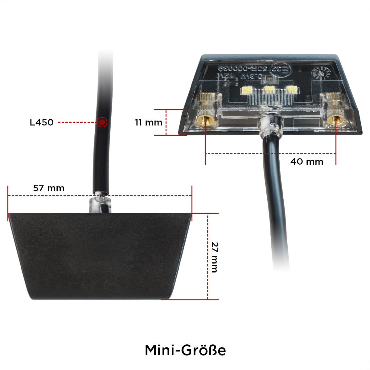 Evermotor Mini 12V LED Kennzeichenleuchte - Schwarz, wasserdicht IP67