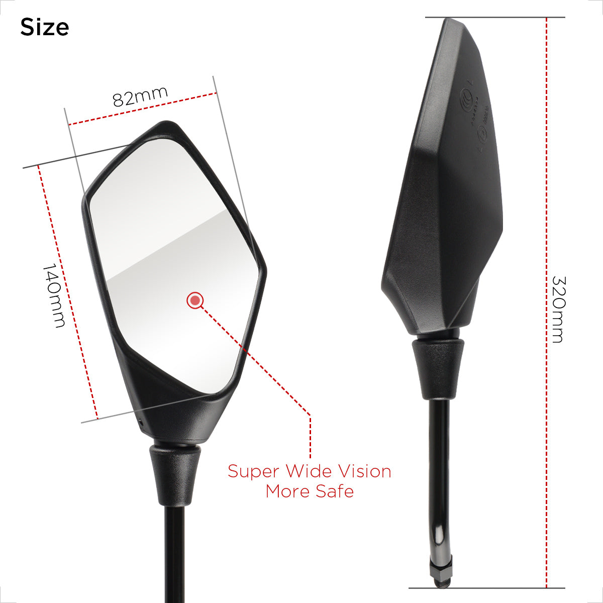 Evermotor E4 E-MARK Motorrad Rückspiegel Set - Quad Roller ATV Moped