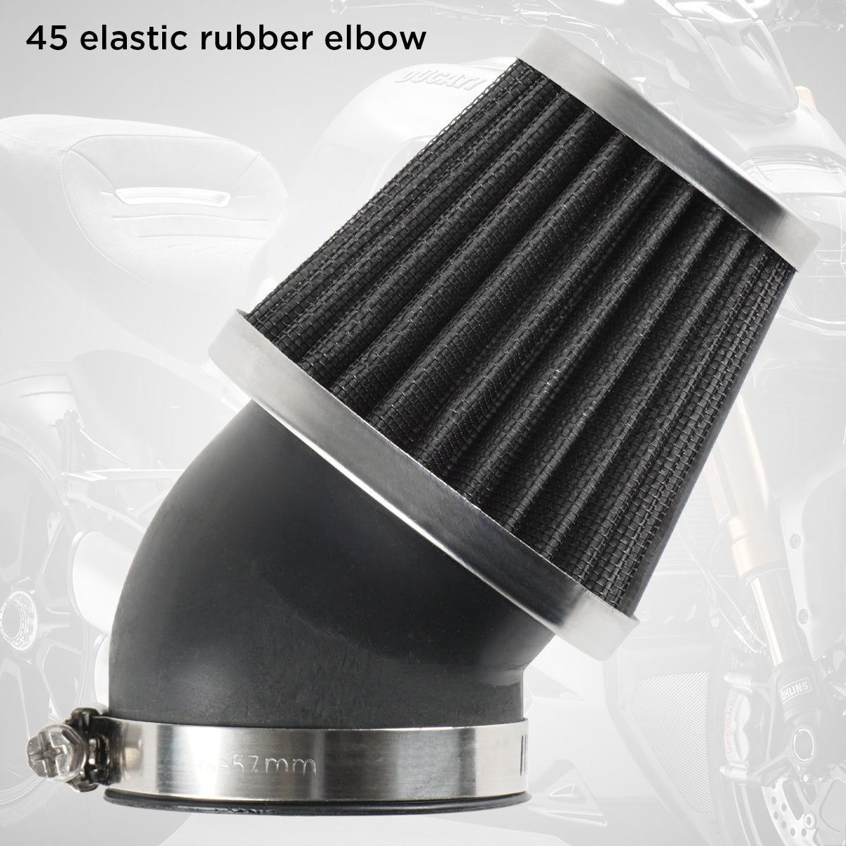 Evermotor Doppelschicht-Stahlfilter, 45° Biegung Schwarz, Motorrad ATV Moped