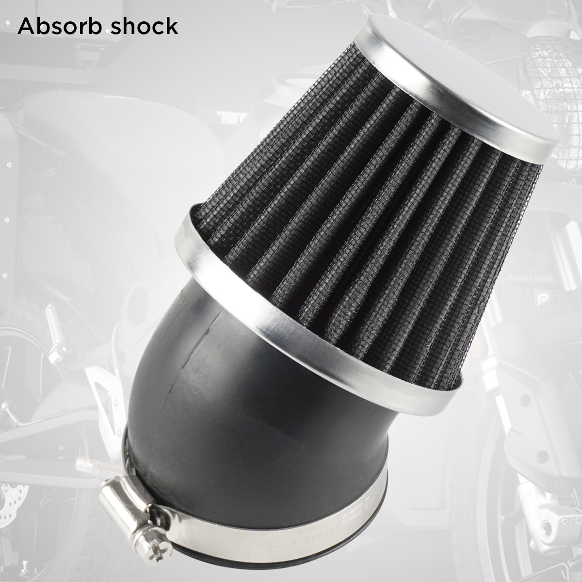 Evermotor Doppelschicht-Stahlfilter, 45° Biegung Schwarz, Motorrad ATV Moped