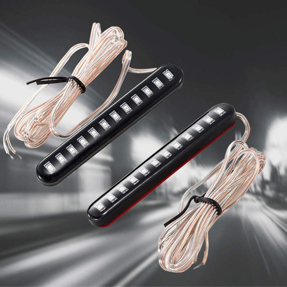 Evermotor 2 × 12V 12 LED Motorrad-Blinker Sequential Flow Blinker für Roller ATV Roller Off-Road Fahrzeug Lichtleiste Amber