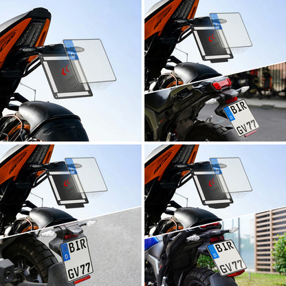 Motorrad Kennzeichenhalter 180x200mm Aluminium, mit Reflektor