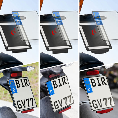 Motorrad Kennzeichenhalter 180x200mm Aluminium, 30° Reflektor