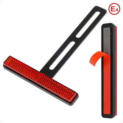 Evermotor Universal Motorrad E4 Mini Rechteck-Reflektor + T-Halter rot