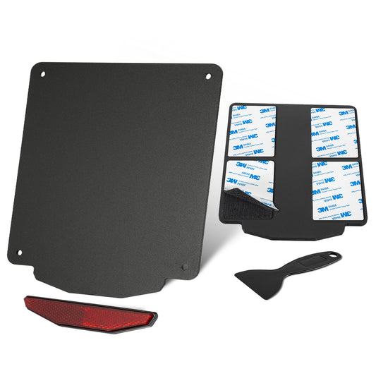 Motorrad Kennzeichenhalter 180x200mm Aluminium, mit 100/125mm Reflektor, Klettbefestigung