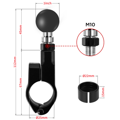 Motorrad Kugelkopf Halterung für 22/25 mm Lenker, TPU Ball Mount Adapter, 2er-Set