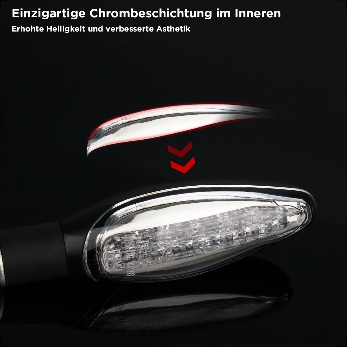 Evermotor Motorrad LED Blinker - 2 Stück, E-geprüft, Wasserdicht, Aluminium.