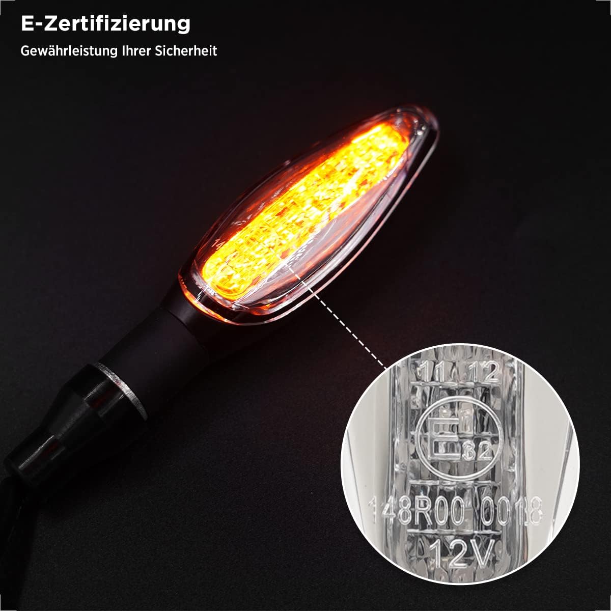 Evermotor Motorrad LED Blinker - 2 Stück, E-geprüft, Wasserdicht, Aluminium.