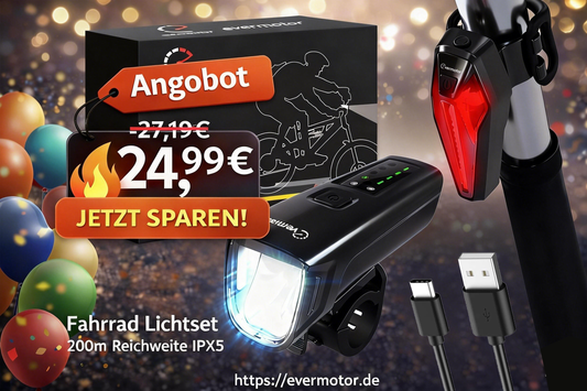 StVZO Fahrradlicht Set USB aufladbar, 200m Reichweite IPX5