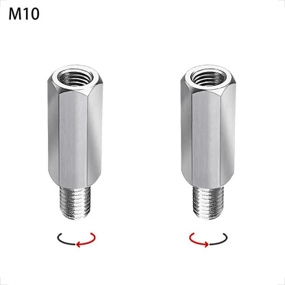 Evermotor Motorrad Spiegel Edelstahl Adapter M10 – 2 Stück Edelstahl Adapter mit Rechtsgewinde/Linksgewinde, Motorrad Motorroller Spiegel Adapter für Roller Rückspiegel Schrauben