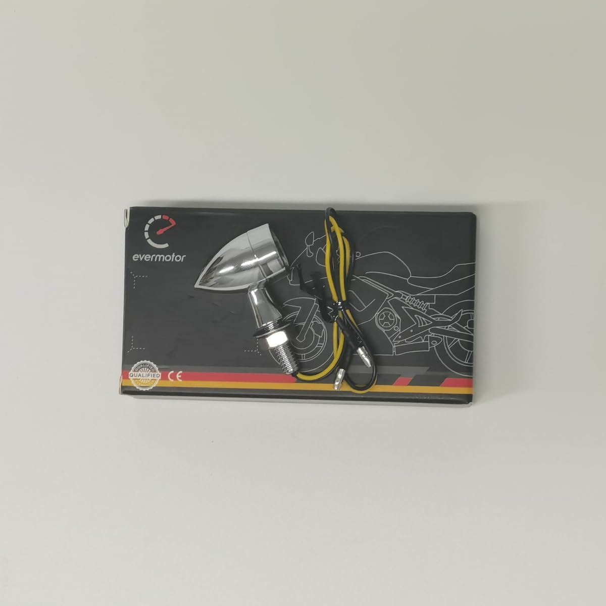 evermotor Universal 12V E24 Mini Motorrad LED Blinker Bullet Zinklegierung im Feinguss IP67 Wasserdicht E geprüft (4 Stück Silber)