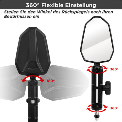 evermotor E-geprüft Motorradspiegel 360° Verstellbar mit Doppelgelenk – Stoßfeste Rückspiegel Set M8/M10, Universell für Motorrad, ATV, Moped, Quad und Adventure/Enduro (2 Stück)