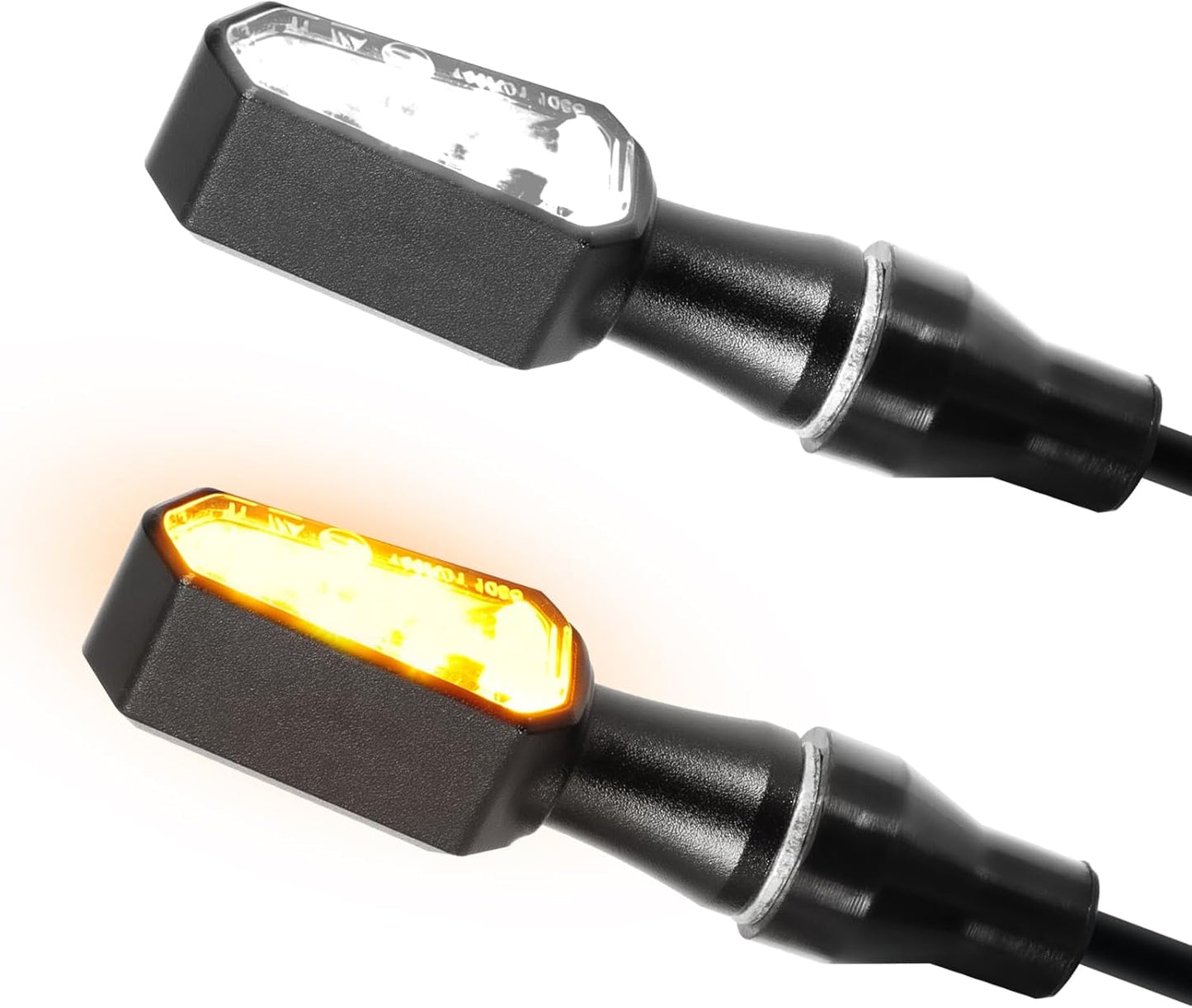 evermotor, 2in1 Mini LED Blinker Motorrad, E32 E-geprüft, Universal 12V M8 Motorrad Blinker, IP67 Wasserdicht, CNC Aluminiumschale, 2 Stück, Amber & Weiß, für Motorräder, Ebike, Quad ATV, Scooter