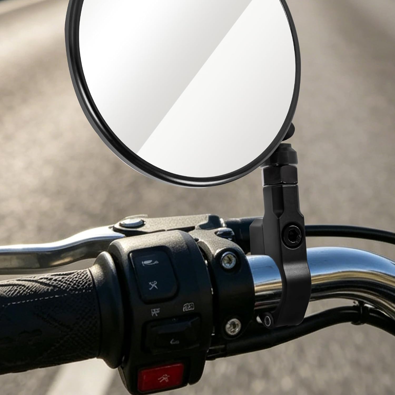 evermotor, Motorrad Spiegelhalterung 2 Stück, Aluminium Lenkerhalterung für Rückspiegel, passend für 22 mm / 25 mm Lenker, Schwarz